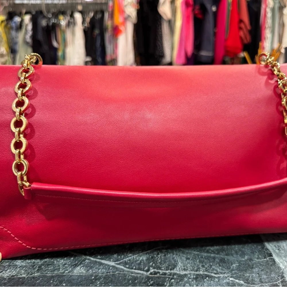 Salvatore Ferragamo Red Shoulder Bag with Gold Hardware - Picture 7 of 7